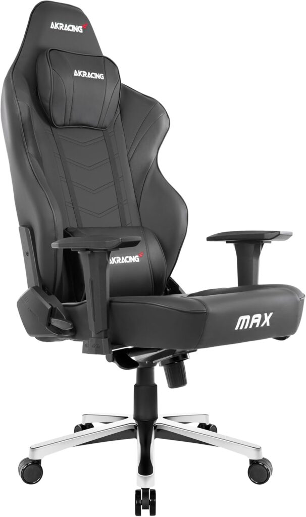AKRacing Masters Series Premium em couro sintético de alta qualidade, com design elegante e ajustes completos. Ideal para uso intenso e prolongado.