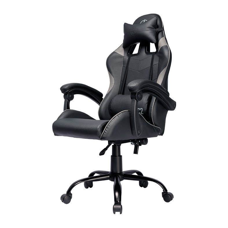 Imagem da cadeira gamer TGT Heron TC2 na cor preta e cinza, destacando seu encosto reclinável e apoio lombar. Modelo custo-benefício ideal para 2025.