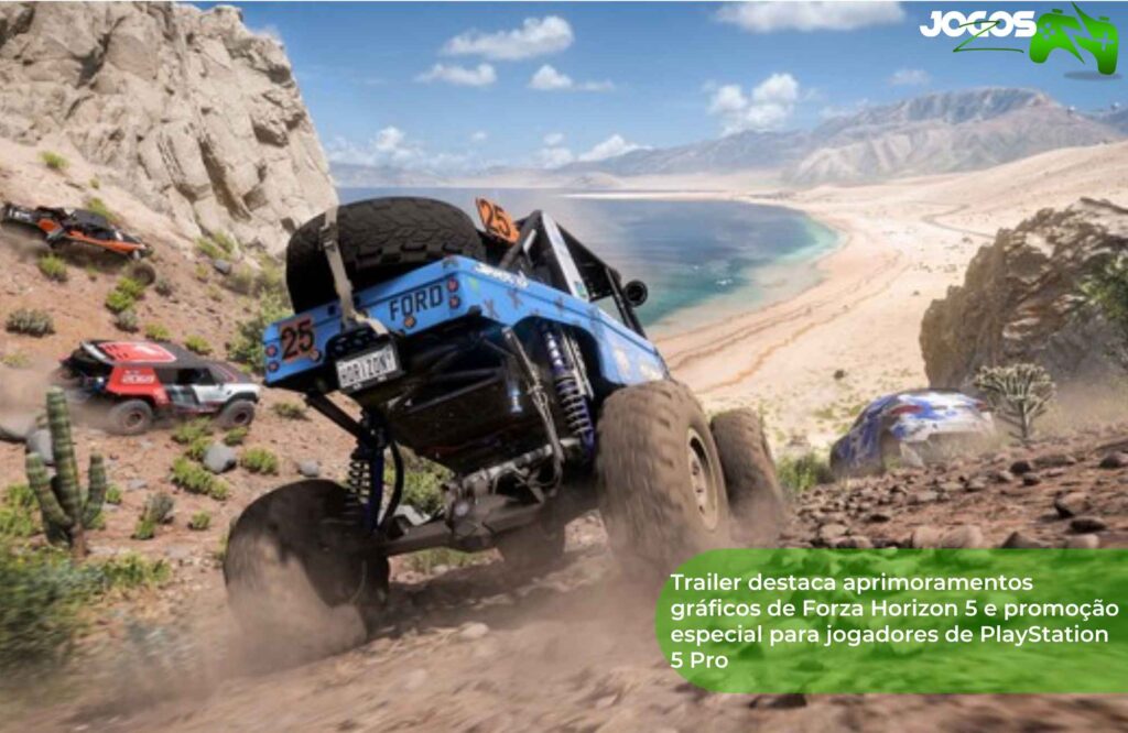 Trailer destaca aprimoramentos gráficos de Forza Horizon 5 e promoção especial para jogadores de PlayStation 5 Pro