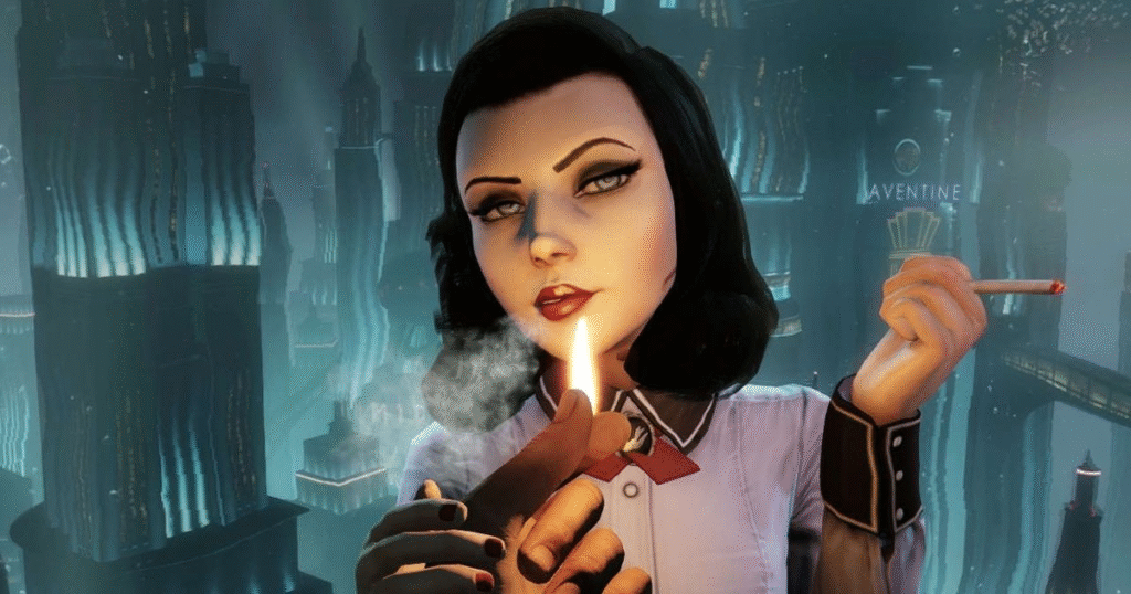Elizabeth e Booker em uma Rapture antes da queda
