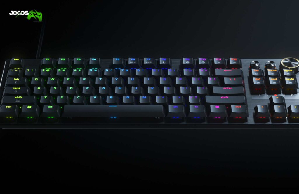 Ergonomia 19,5 mm de altura frontal e switches lubrificados